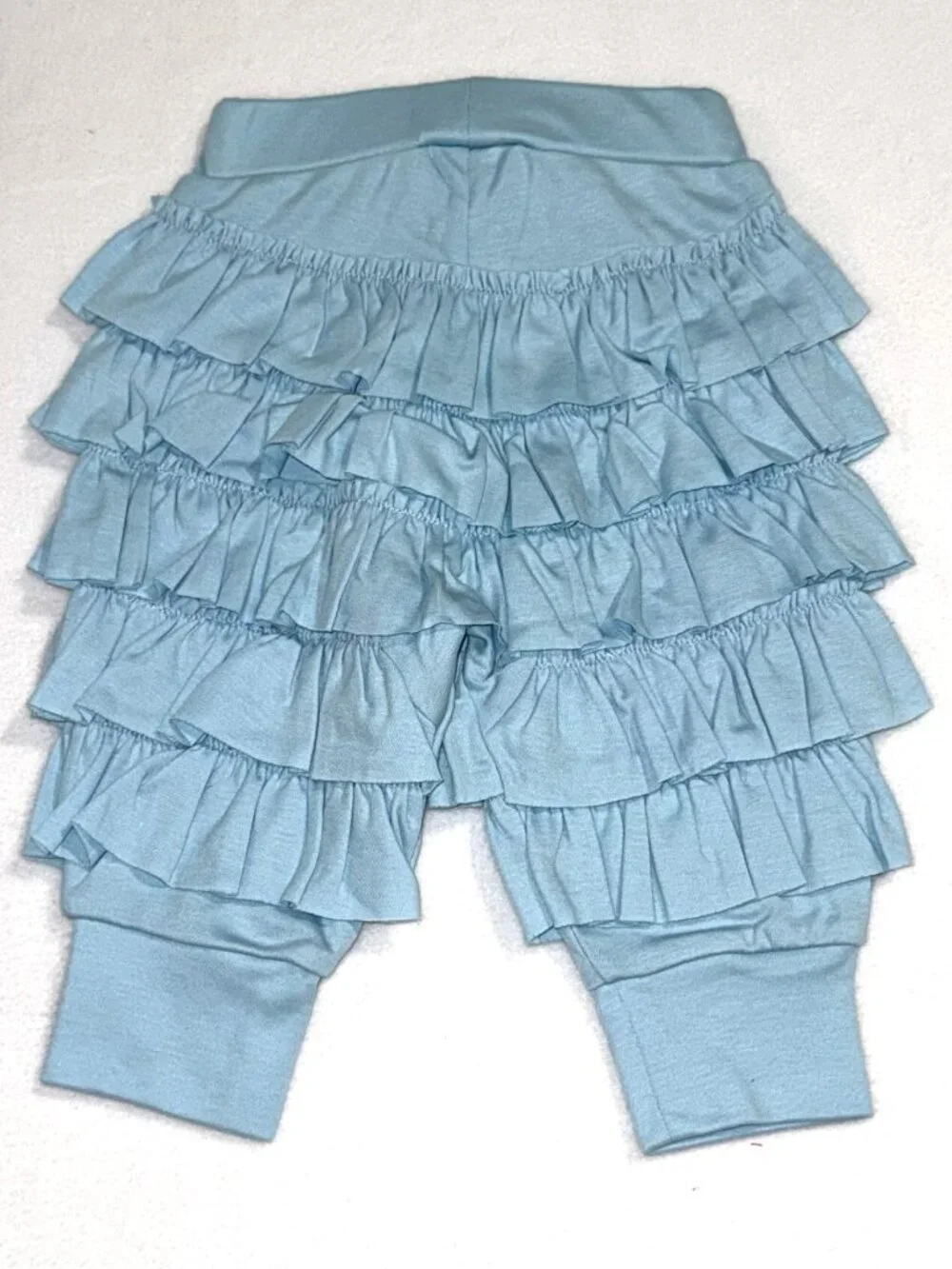 Light Blue Lemon Loves Layette Ruffle Pants | Pima Cotton Boutique Baby | Size 0